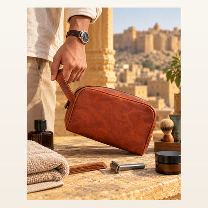 Premium Compact Travel Grooming Case | Leather Shaving Kit | EL VEENU