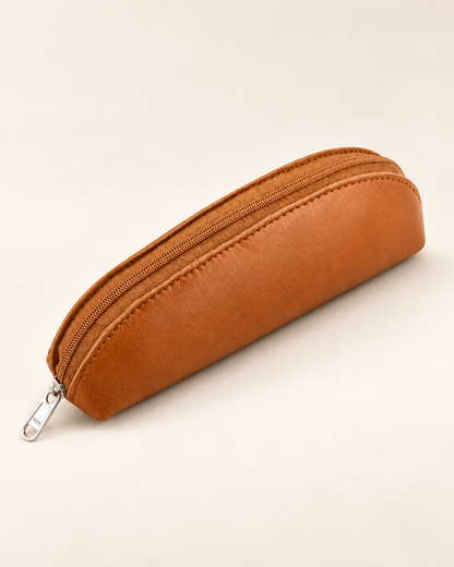 Versatile Leather Pencil & Sunglasses Case – Black & Tan | EL VEENU