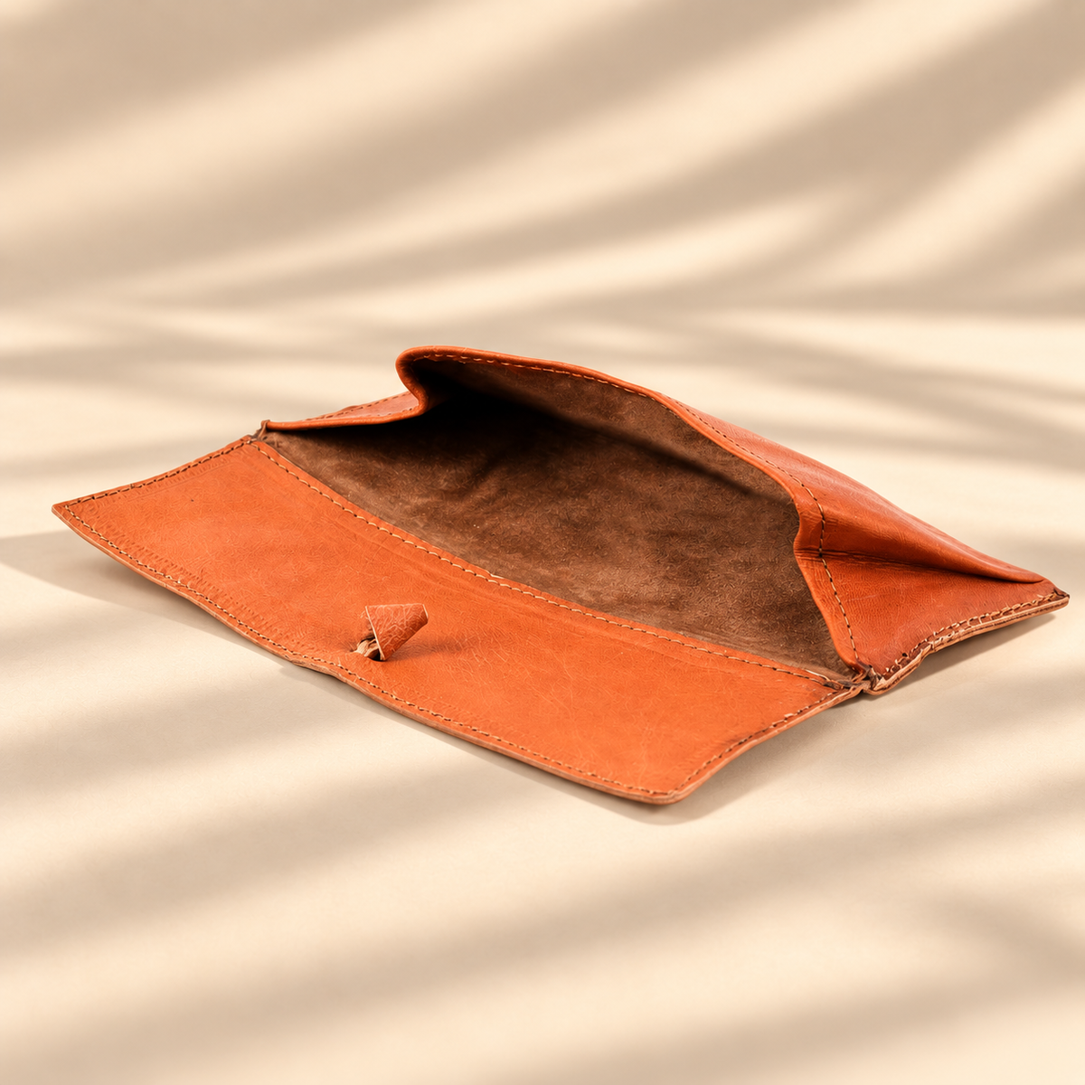 Full-Grain Leather Glasses & Pen Case with Tie Closure