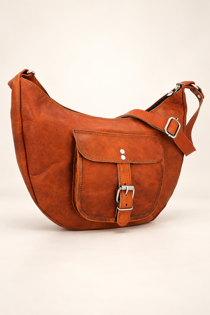 Mira | Half Moon Leather Shoulder Bag | EL VEENU
