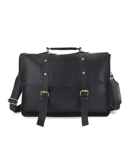 black leather messanger bag