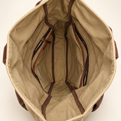 Canvas & Leather Roll-Top Travel Backpack | EL VEENU