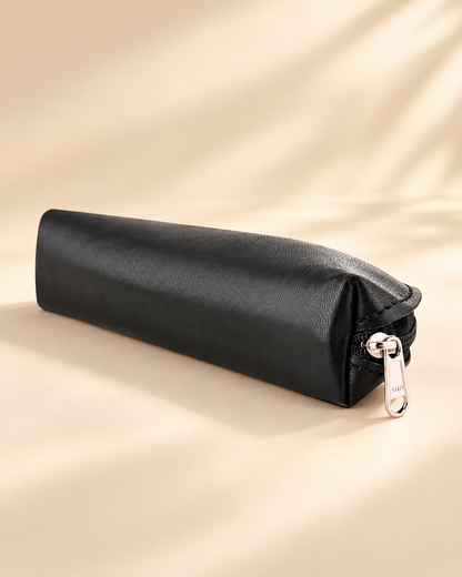 Versatile Leather Pencil & Sunglasses Case – Black & Tan | EL VEENU