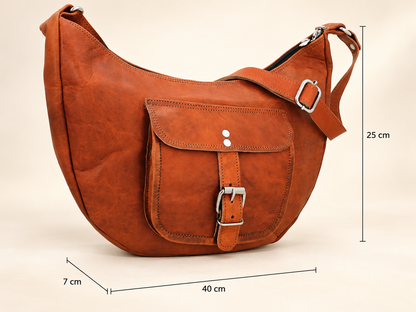 Mira | Half Moon Leather Shoulder Bag | EL VEENU