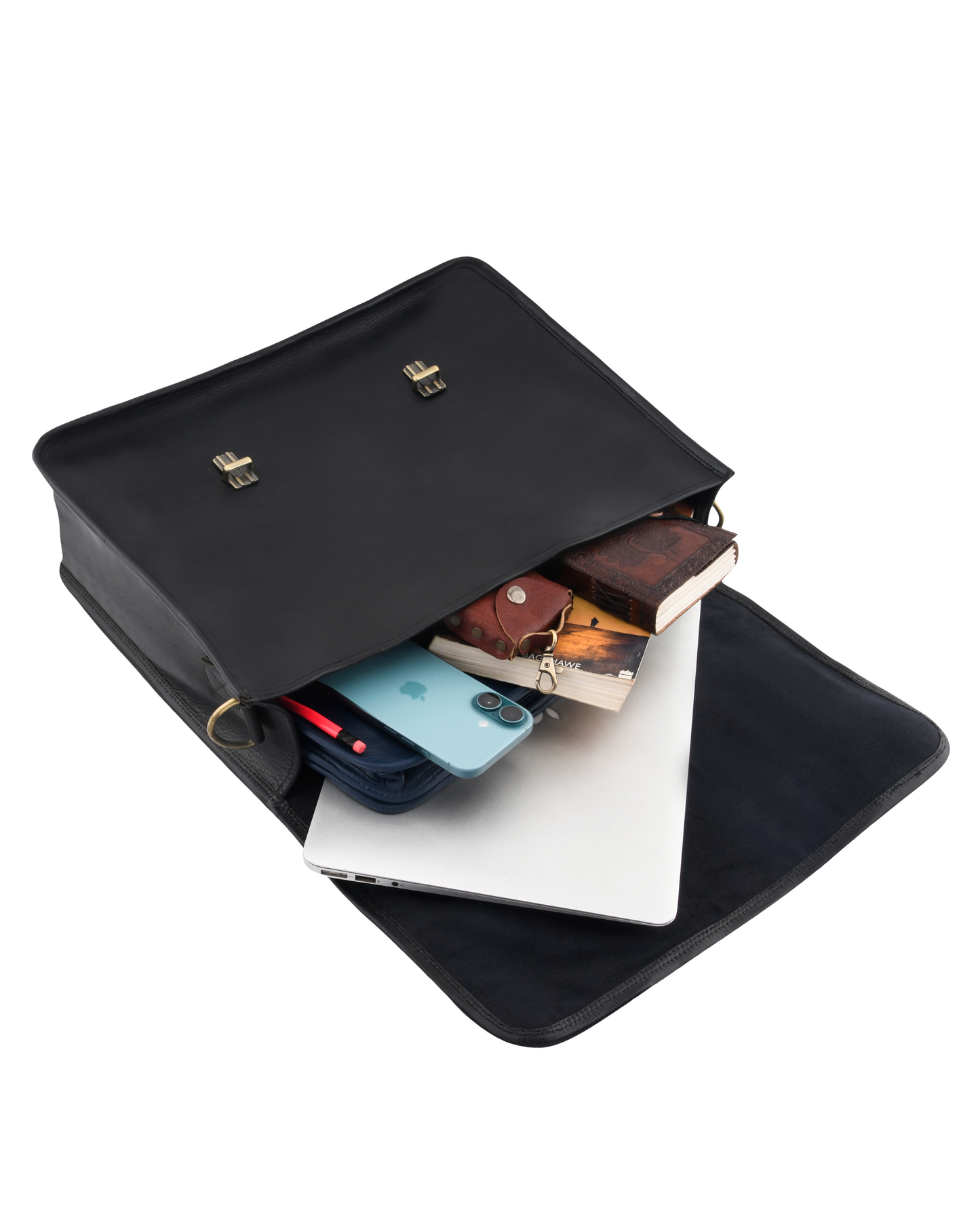 black leather messanger bag