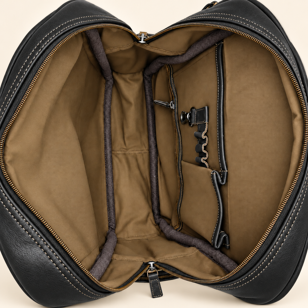 Dual-Pocket Trolley Backpack 16" | Leather Travel Backpack | EL VEENU