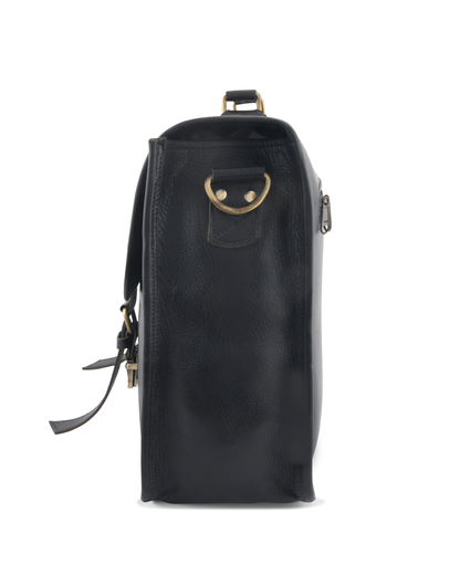 black leather messanger bag