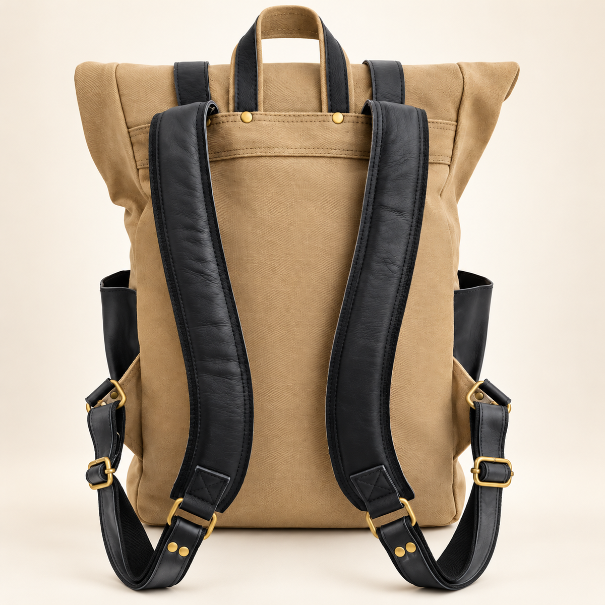 Canvas & Leather Roll-Top Travel Backpack | EL VEENU