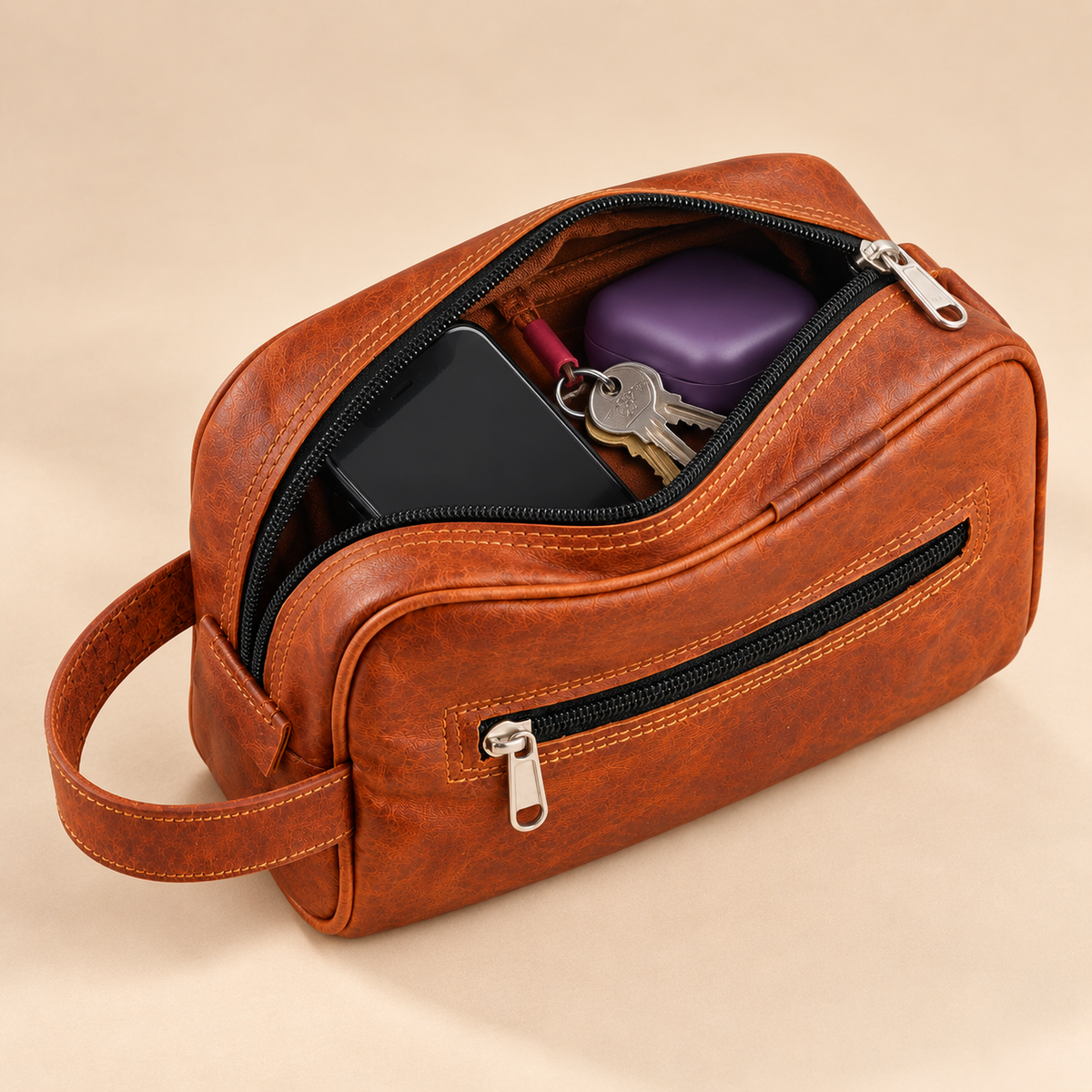 Premium Compact Travel Grooming Case | Leather Shaving Kit | EL VEENU