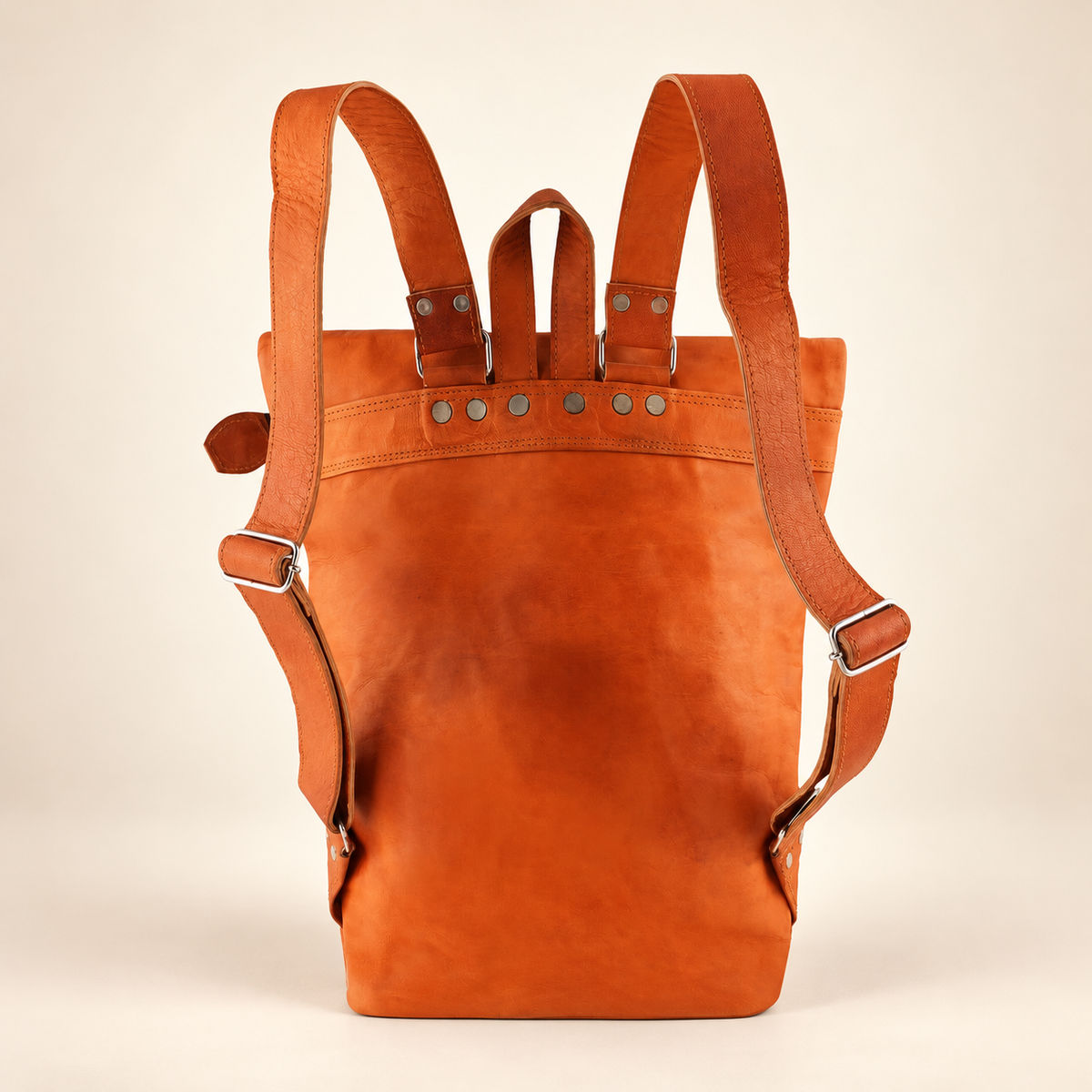 Flatbed Roll-Top Flap 20" | Leather Backpack | EL VEENU