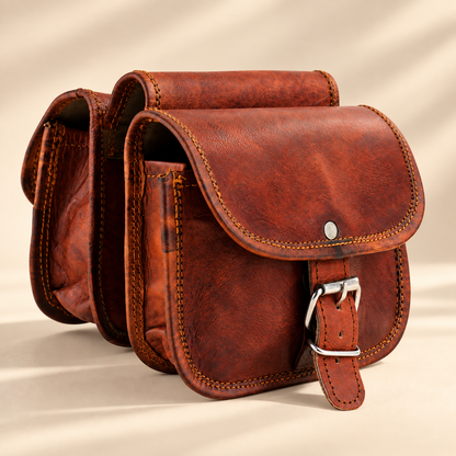 Double Leather Bicycle Pannier & Saddle Bag