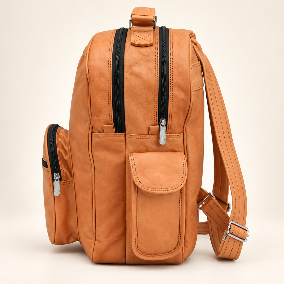 Twin-Section Dual Zip Pack 16" | Leather Backpack | EL VEENU
