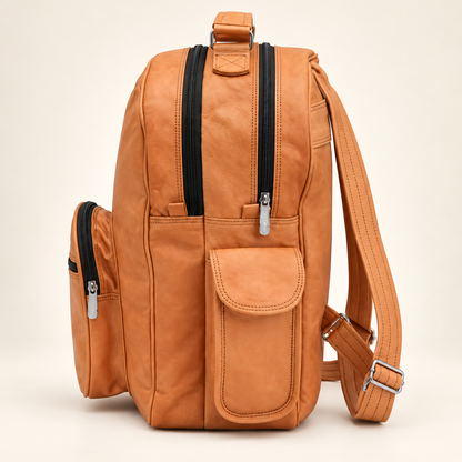 Twin-Section Dual Zip Pack 16" | Leather Backpack | EL VEENU