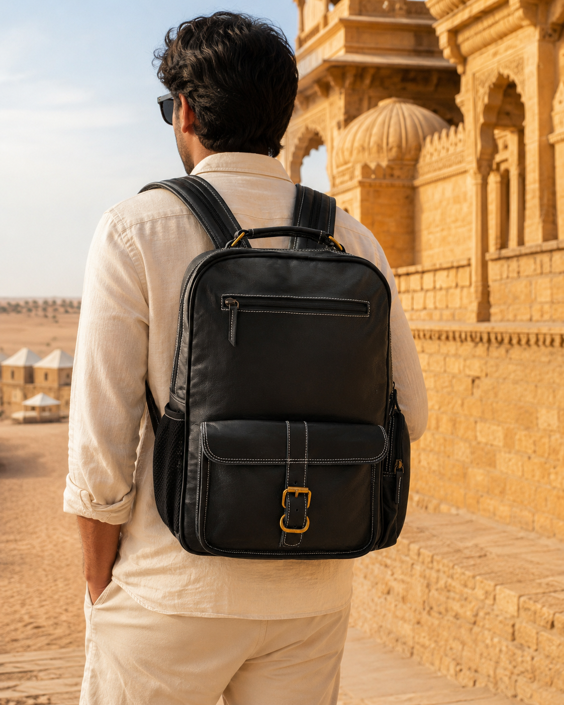 black backpack 2 mouth white