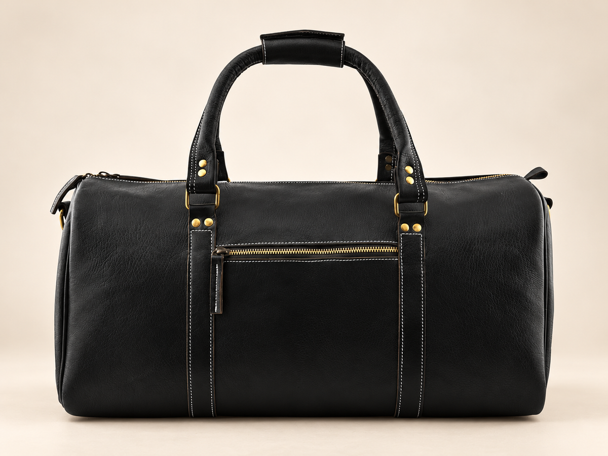 20-Inch Oval Leather Duffle Bag for Travel | EL VEENU