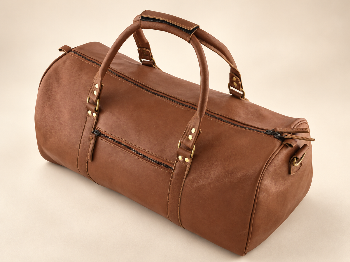 20-Inch Oval Leather Duffle Bag for Travel | EL VEENU