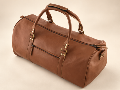 20-Inch Oval Leather Duffle Bag for Travel | EL VEENU