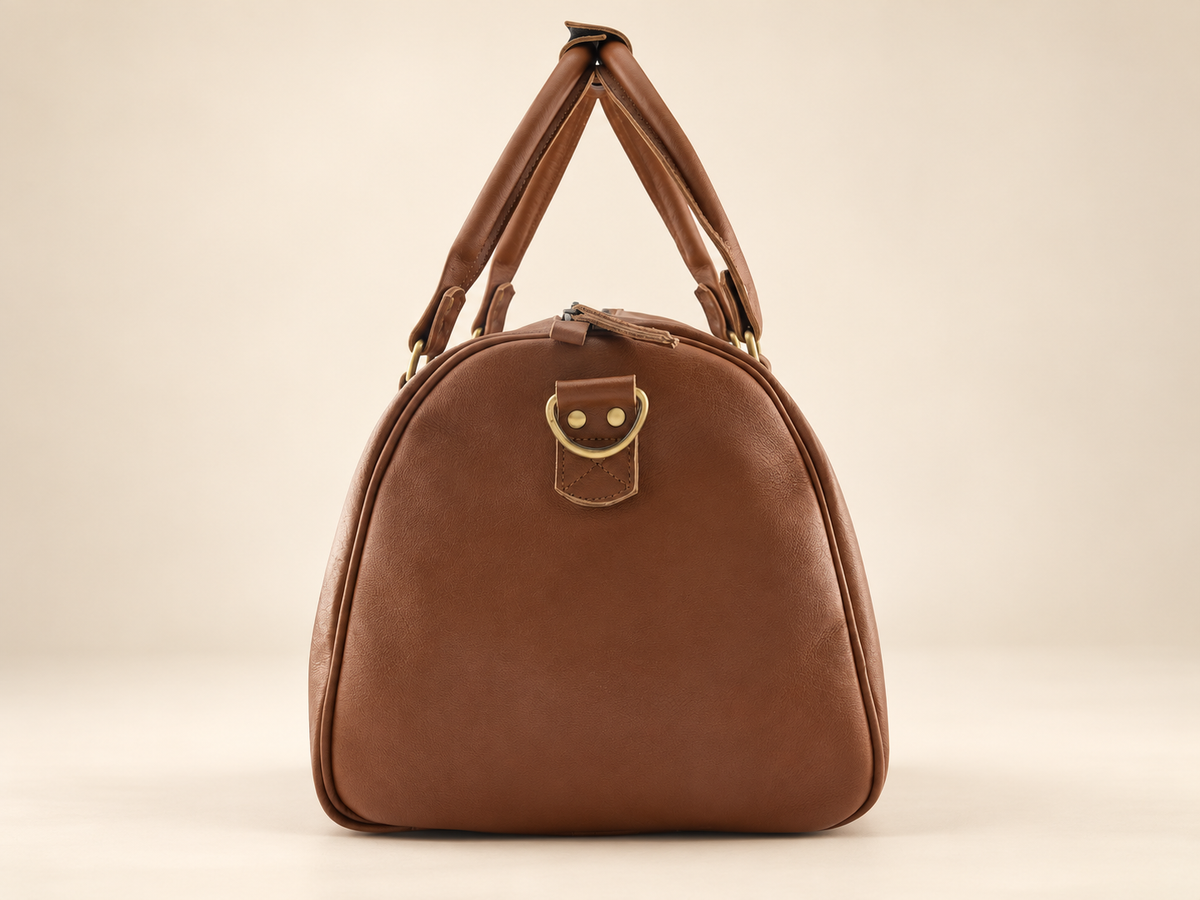 20-Inch Oval Leather Duffle Bag for Travel | EL VEENU