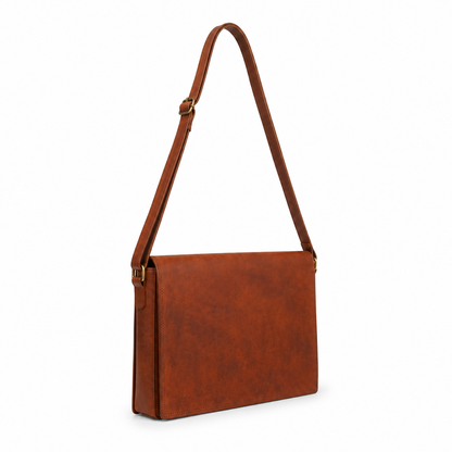 Natural Leather Messenger Laptop Bag
