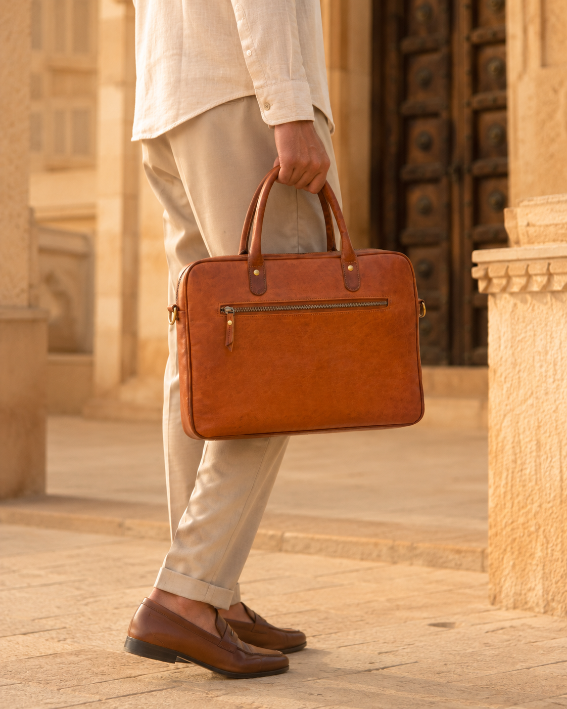 Natural Leather Laptop Briefcase