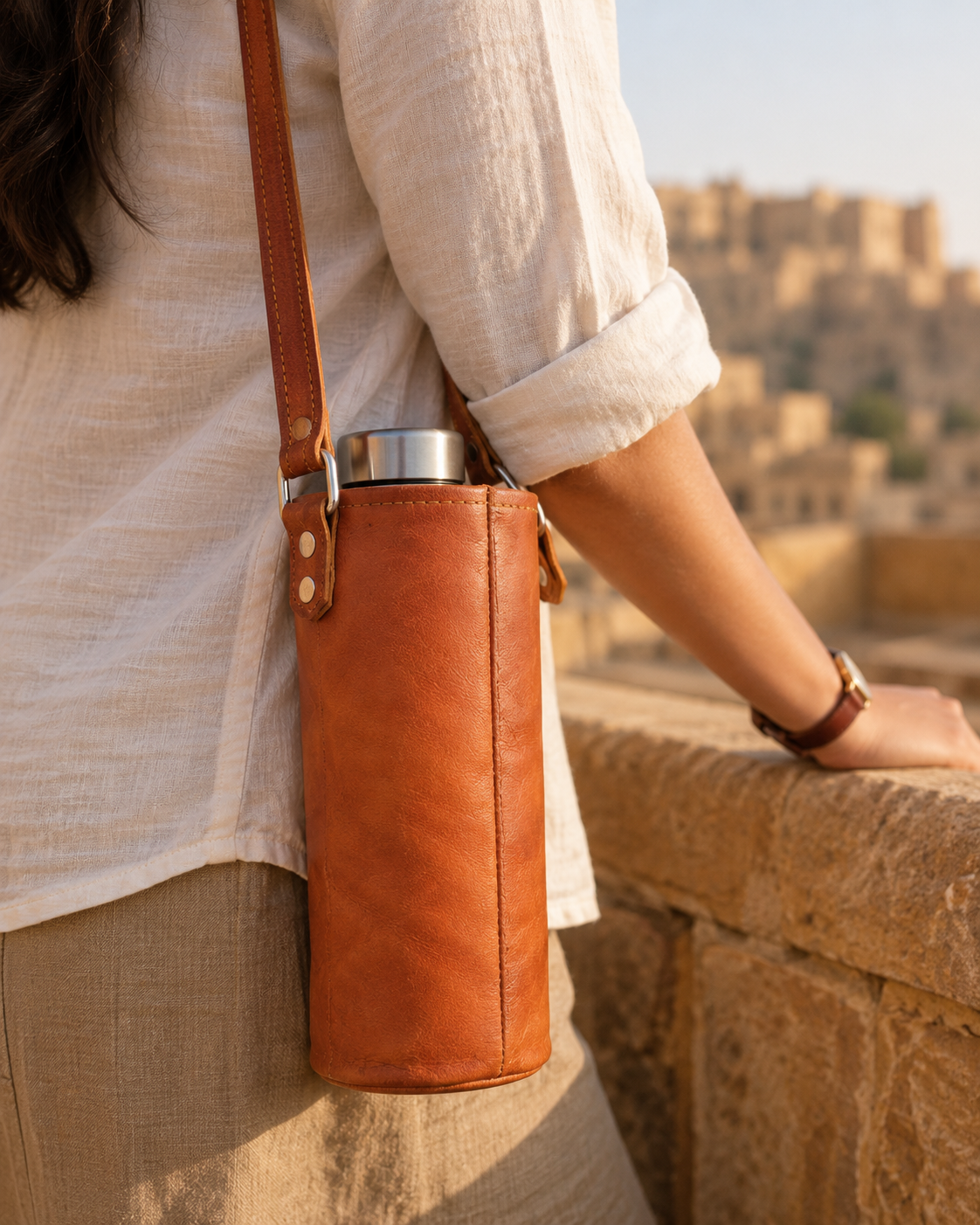 Leather Bottle Holder | Plain & Embroidered
