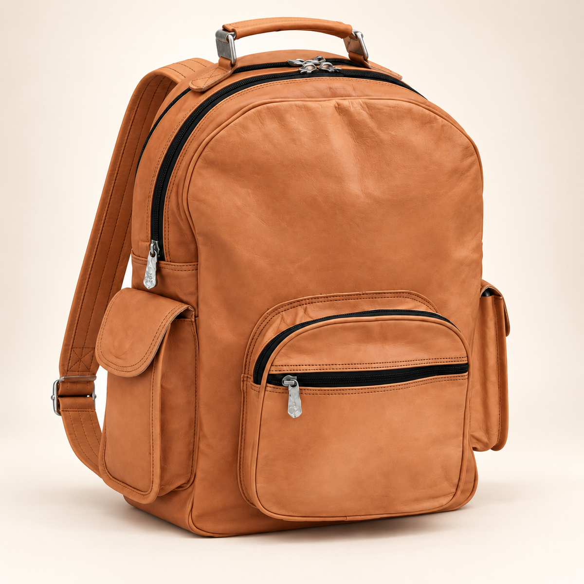 Twin-Section Dual Zip Pack 16" | Leather Backpack | EL VEENU
