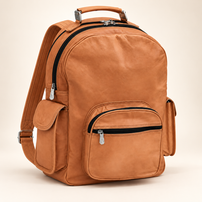 Twin-Section Dual Zip Pack 16" | Leather Backpack | EL VEENU