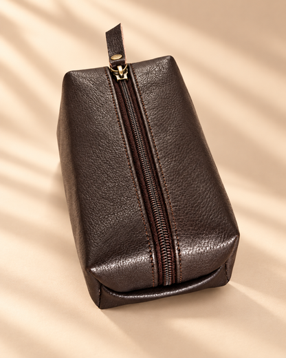 Square Top-Grain Leather Pen & Utility Pouch