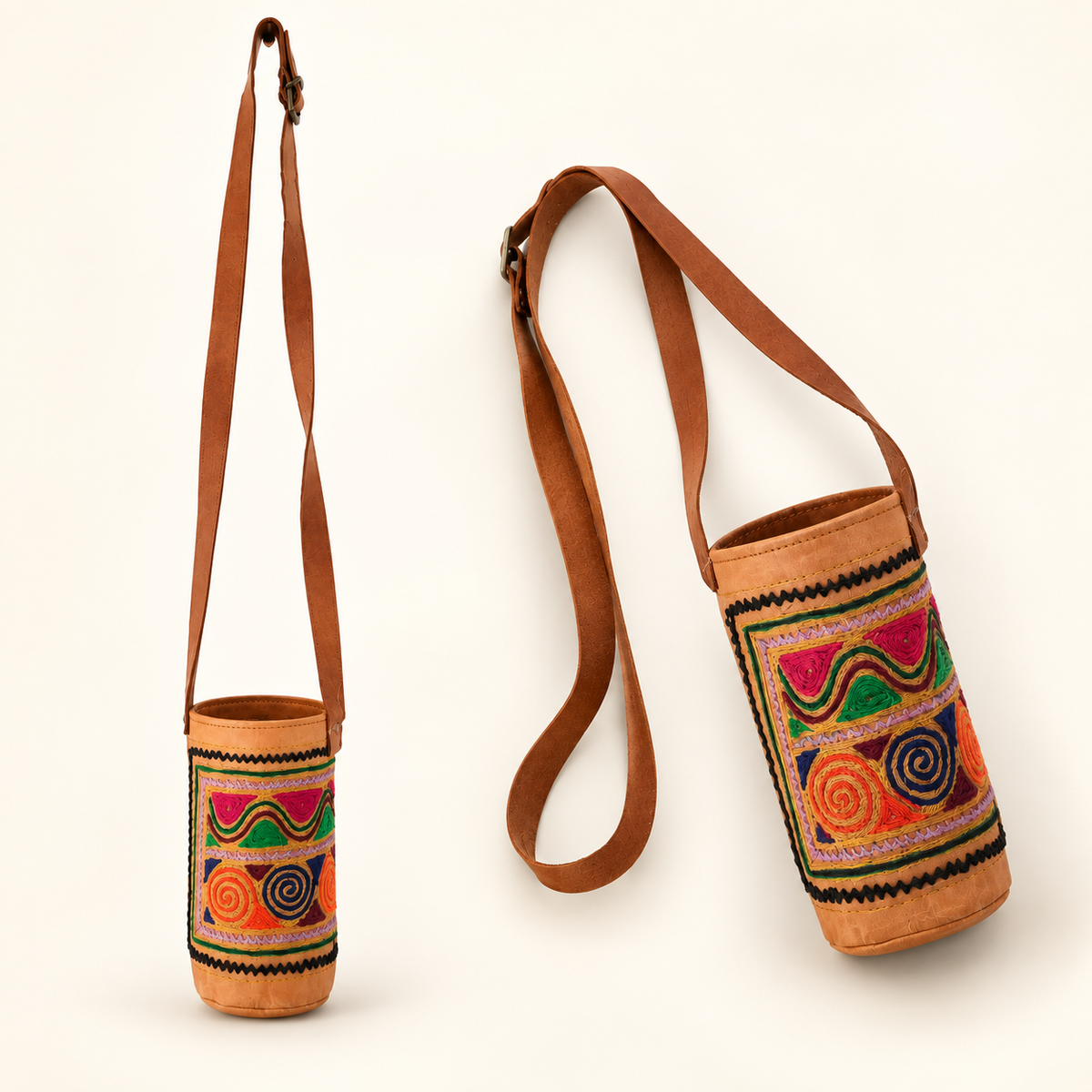Leather Bottle Holder | Plain & Embroidered