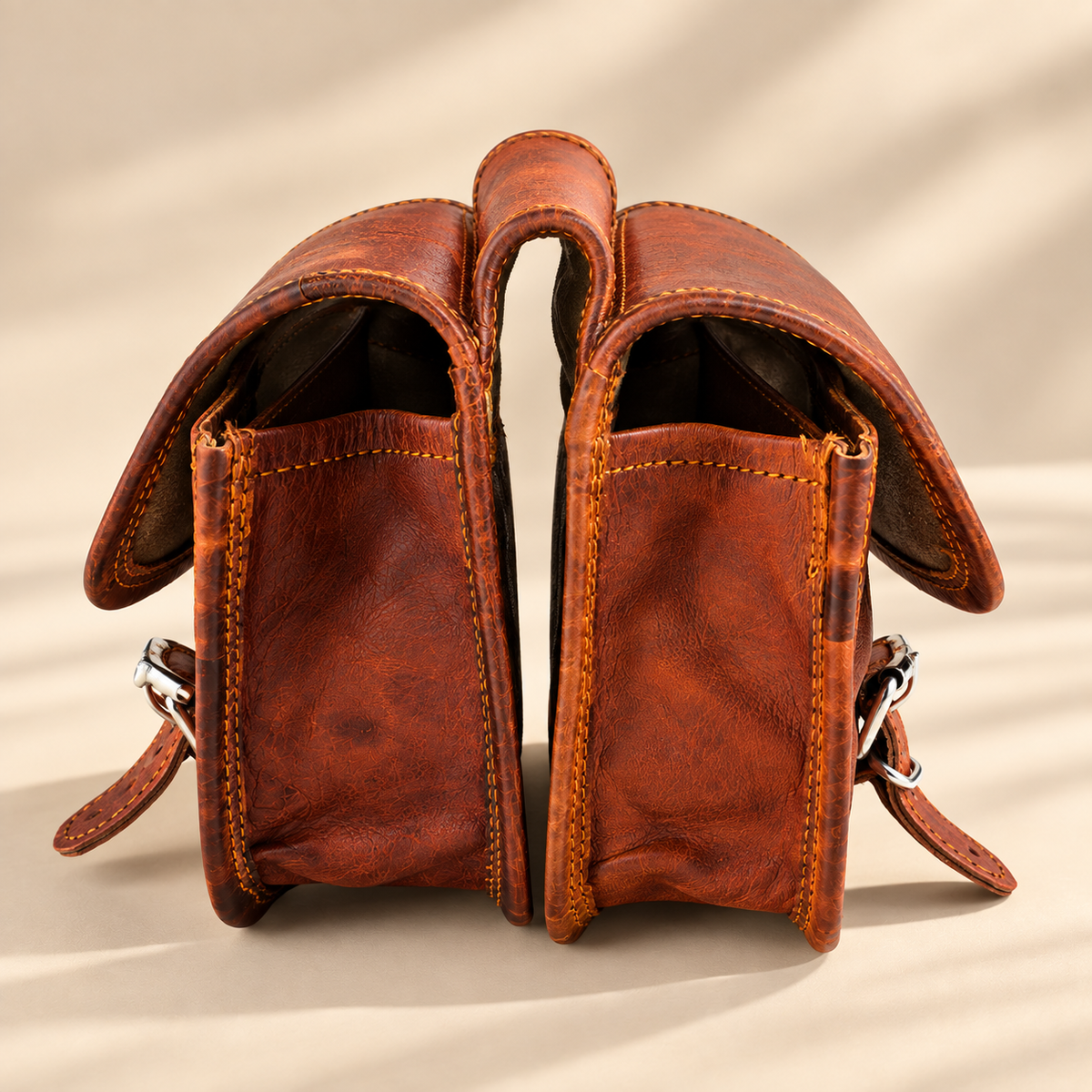 Double Leather Bicycle Pannier & Saddle Bag