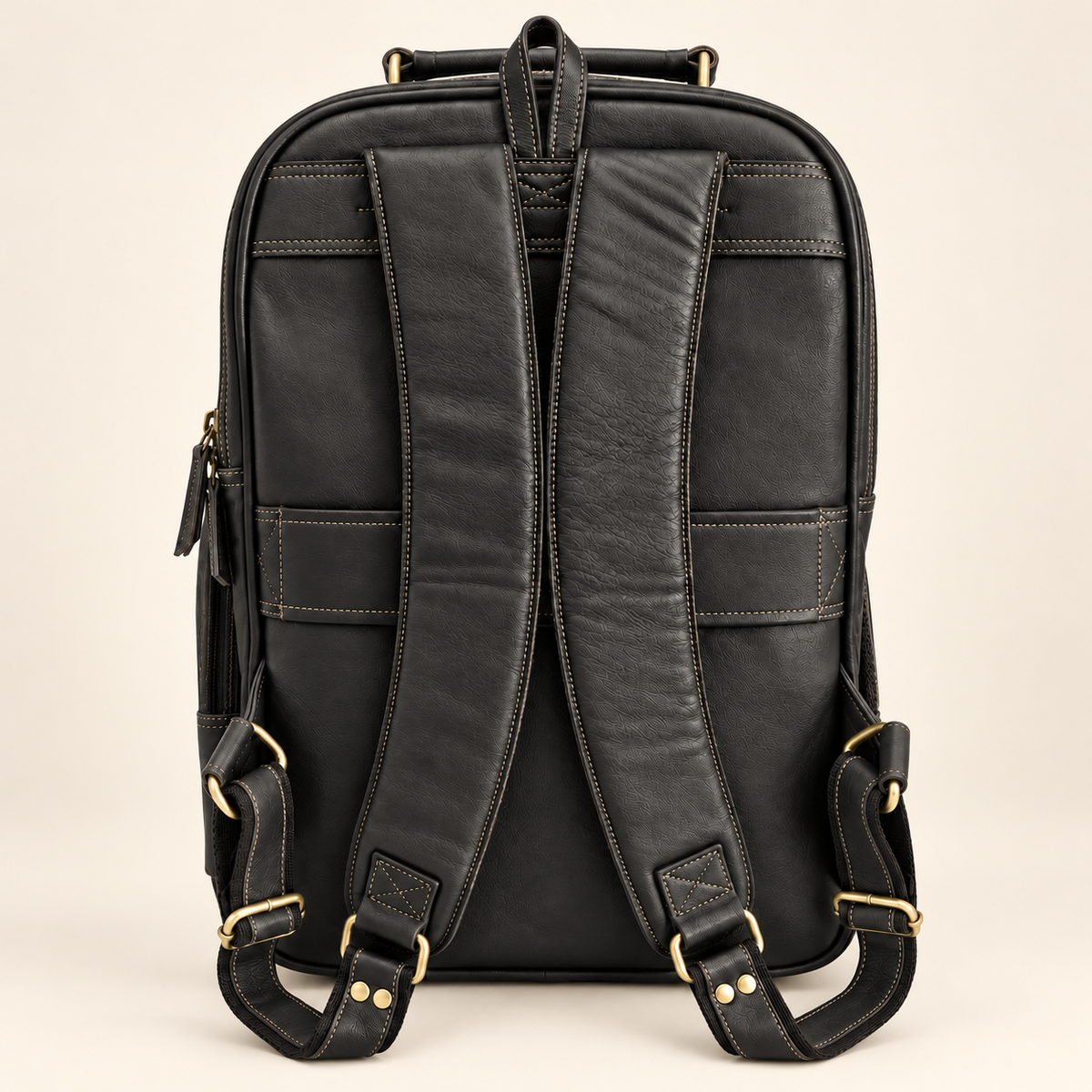 Dual-Pocket Trolley Backpack 16" | Leather Travel Backpack | EL VEENU