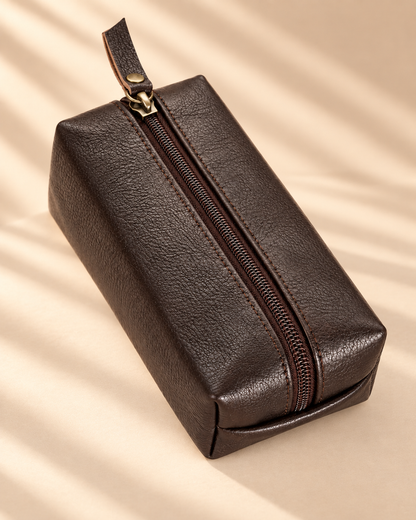 Square Top-Grain Leather Pen & Utility Pouch