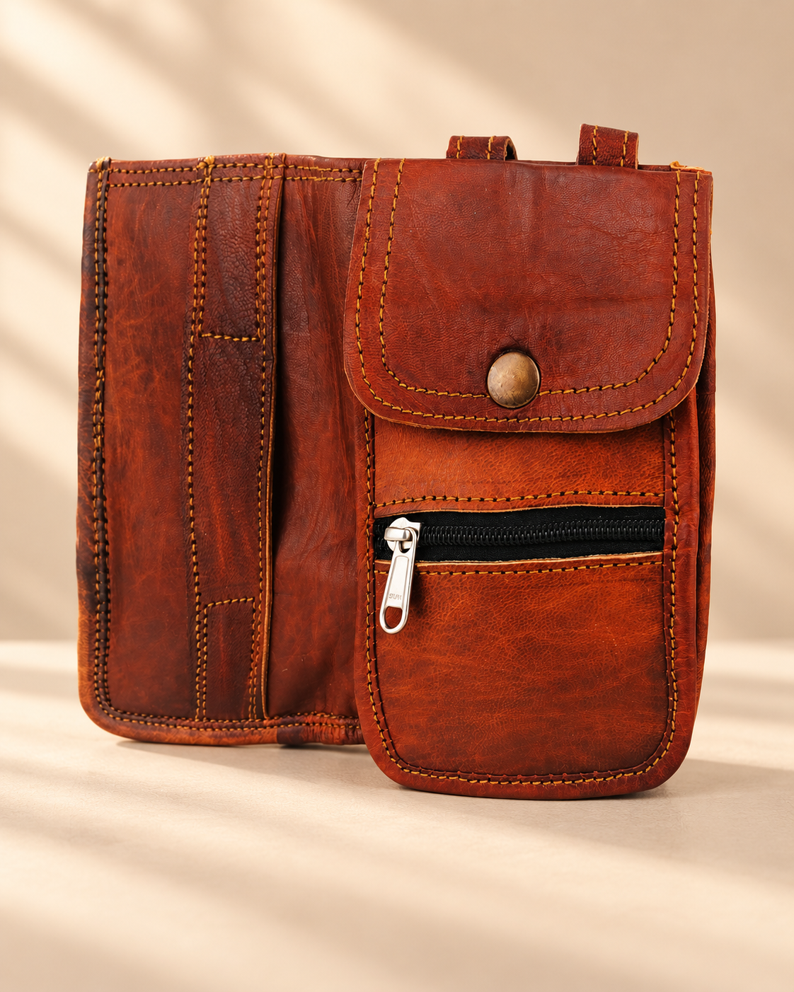 Leather Passport Holder & Travel Organizer with Strap | EL VEENU