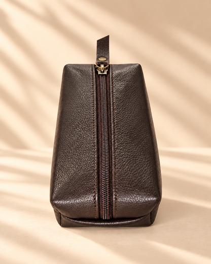 Square Top-Grain Leather Pen & Utility Pouch
