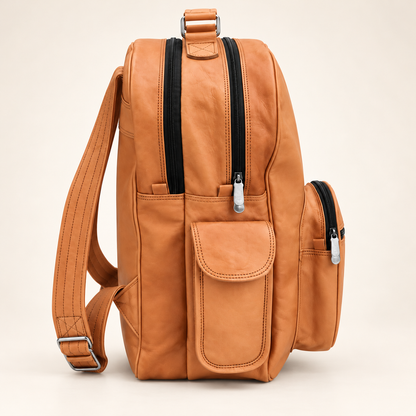 Twin-Section Dual Zip Pack 16" | Leather Backpack | EL VEENU