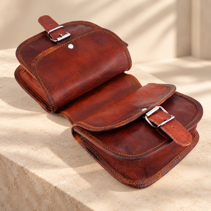 Double Leather Bicycle Pannier & Saddle Bag