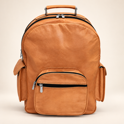 Twin-Section Dual Zip Pack 16" | Leather Backpack | EL VEENU