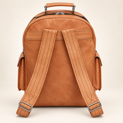 Twin-Section Dual Zip Pack 16" | Leather Backpack | EL VEENU